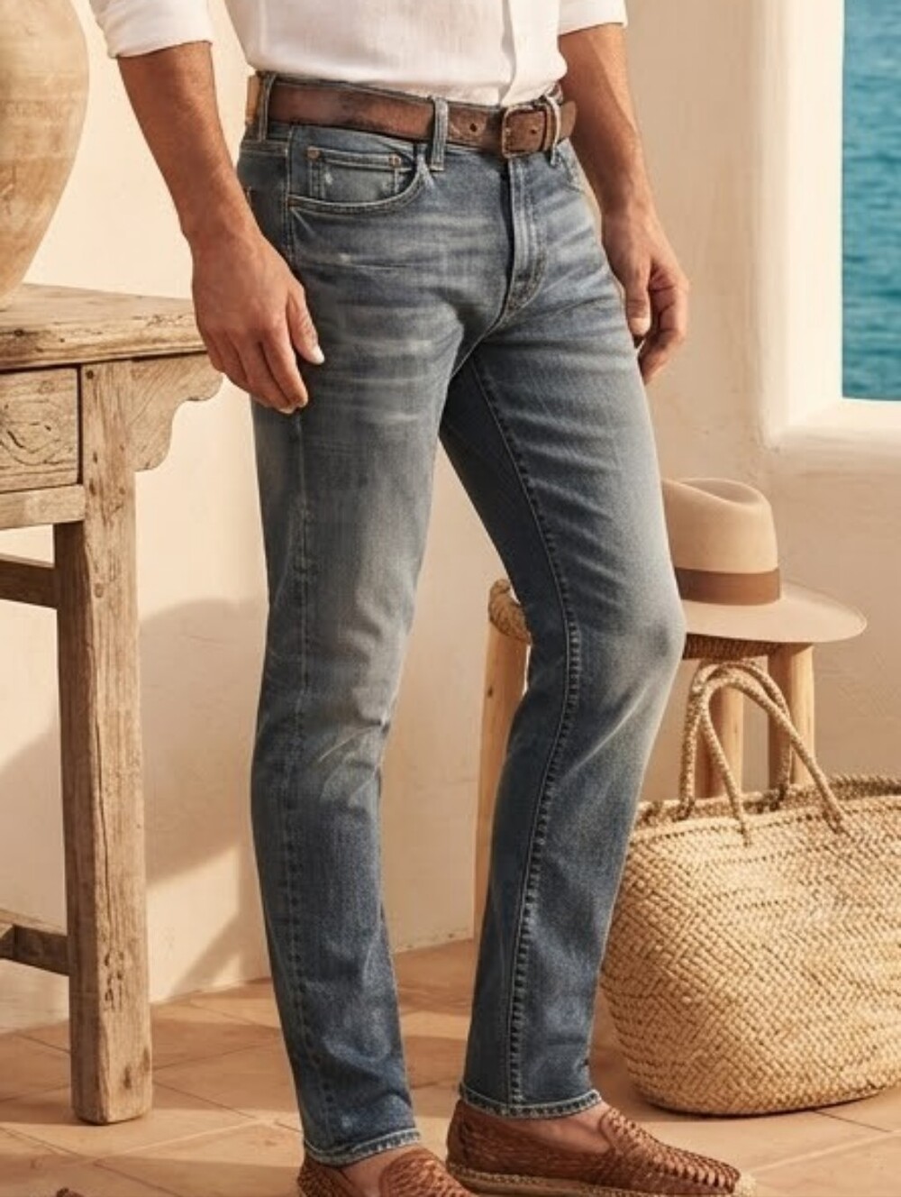 PAIGE Men's Slim Jeans in Faded Blue Wash
